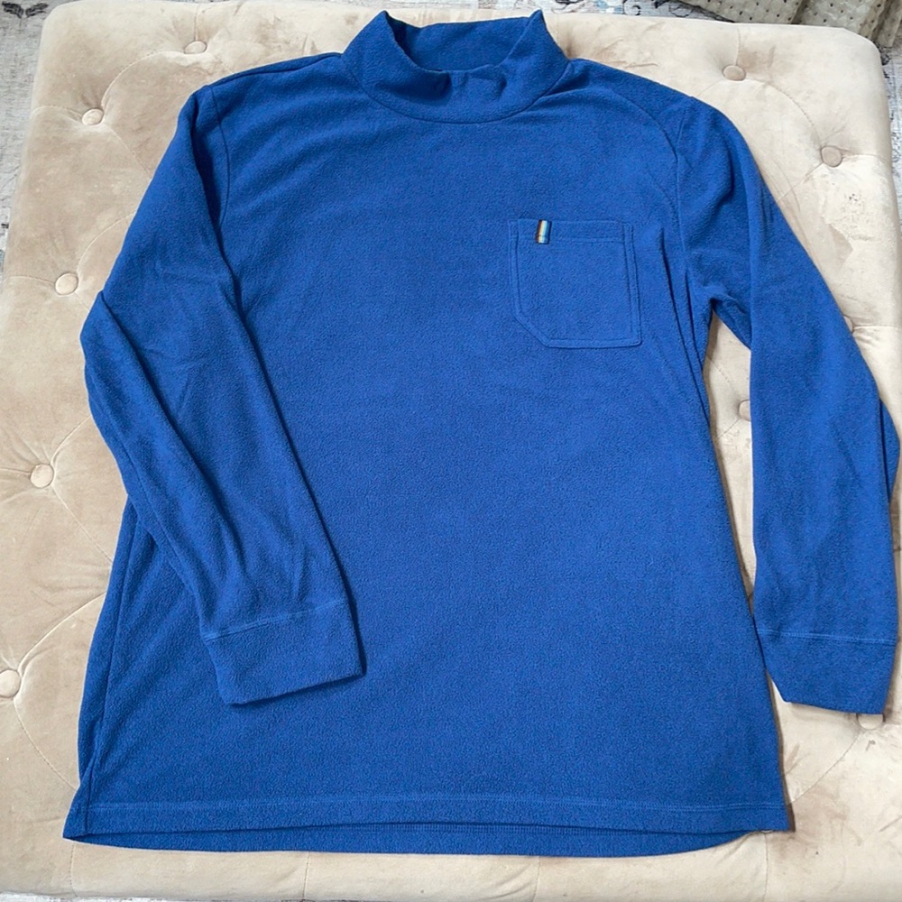 David Archy Fleece Navy Pullover with Mock Neck Size Medium - Like new!